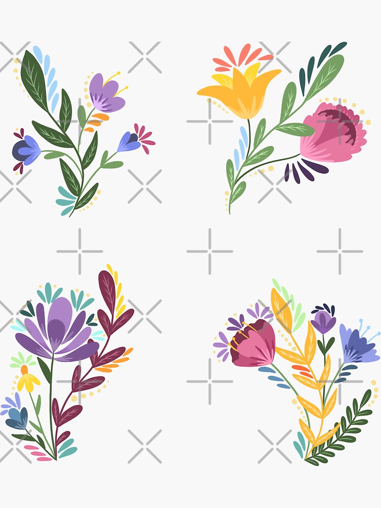 Wildflower Creations Colored Bouquet Sticker for Sale by