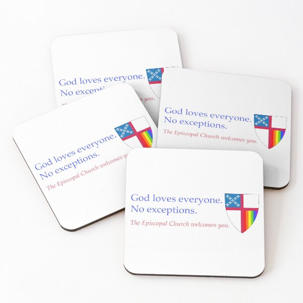 Item preview, God Loves Everyone. No Exceptions. The Episcopal Church Welcomes You. Episcopal Shield Vertical Pride Stripes 2 Fully Customisable designed and sold by litmusician.