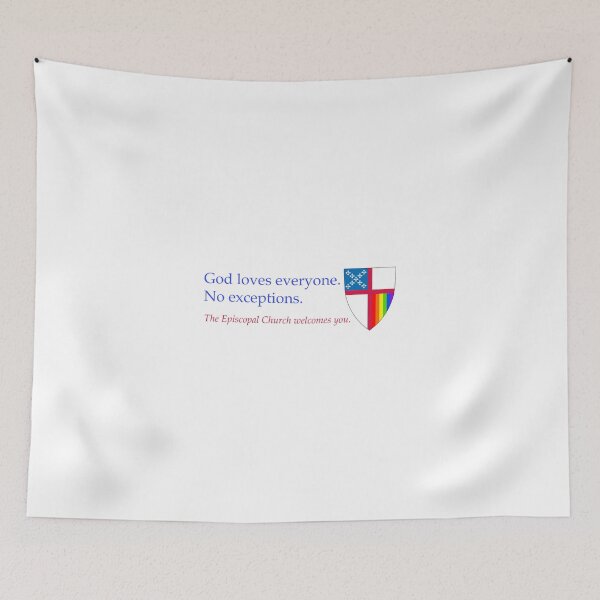 Item preview, God Loves Everyone. No Exceptions. The Episcopal Church Welcomes You. Episcopal Shield Vertical Pride Stripes 2 Fully Customisable designed and sold by litmusician.