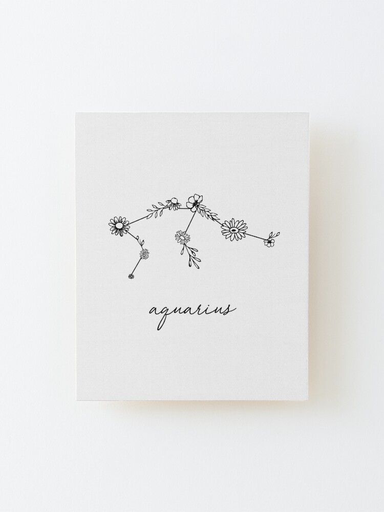 Alternate view of Aquarius Zodiac Wildflower Constellation Mounted Print