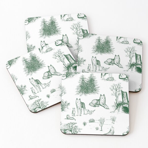 Item preview, Eurasian Wolf Toile Pattern (Green) designed and sold by illucalliart.