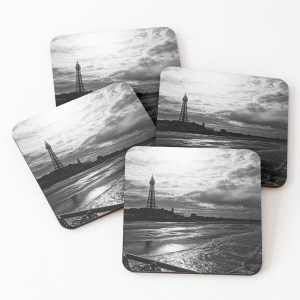 Item preview, Black and White Gloomy Blackpool Beach and Tower designed and sold by SOwenPhoto.