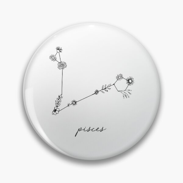 Pisces Zodiac Wildflower Constellation Pin