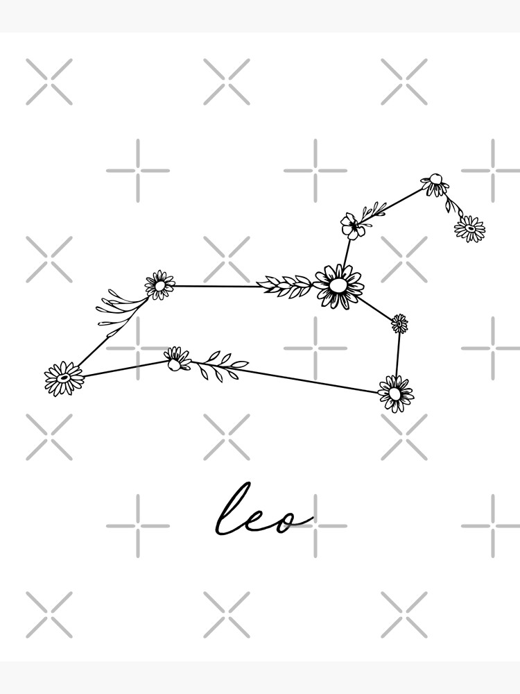 Leo Zodiac Wildflower Constellation Mounted Print For Sale By Aterkaderk Redbubble 