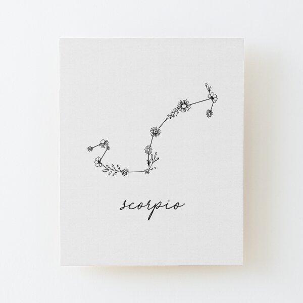 Scorpio Zodiac Wildflower Constellation Wood Mounted Print