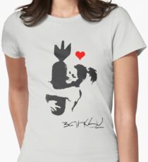 Banksy Hugger Red Women's Fitted T-Shirt