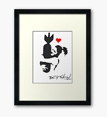 Banksy Hugger Red Framed Print