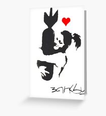 Banksy Hugger Red Greeting Card