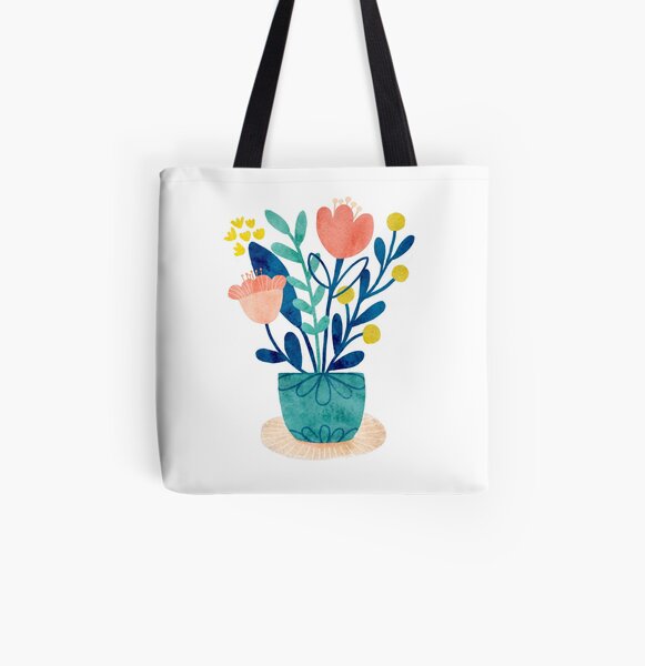 Watercolor Tulips All Over Print Tote Bag