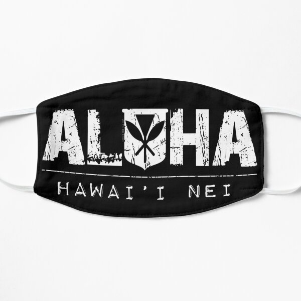 Aloha Kanaka Maoli White Ink Variant by Hawaii Nei All Day Flat Mask