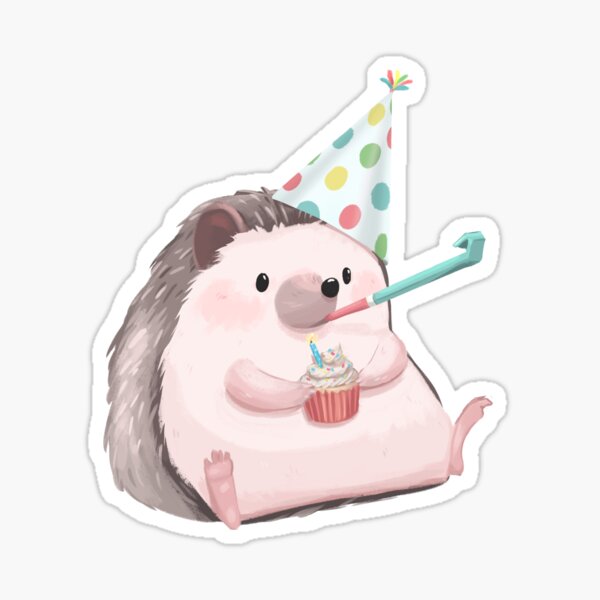 hedgehog with birthday hat