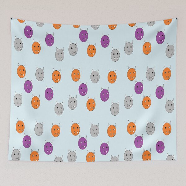 Item preview, Round monster blue pattern designed and sold by tetibright.