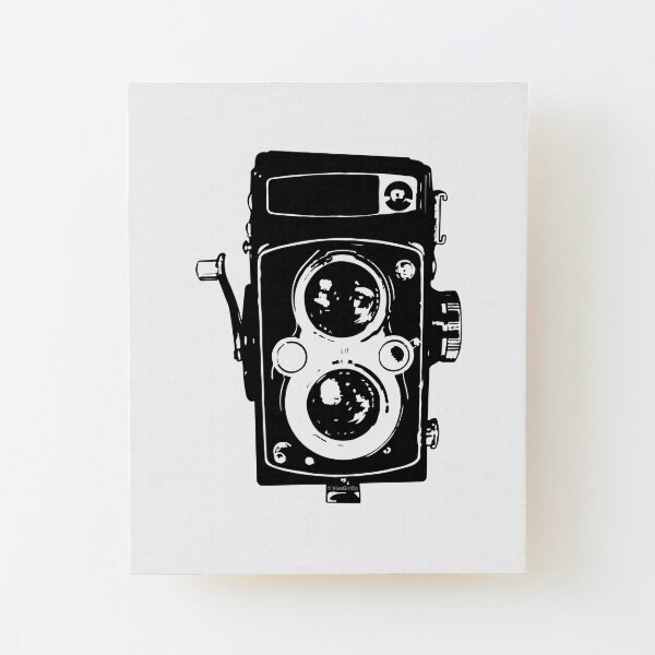 Big Vintage Camera Love - Black (White Background) Wood Mounted Print