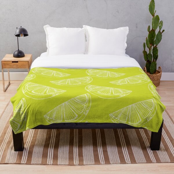 Line Drawing Limes in White and Green Palette Throw Blanket