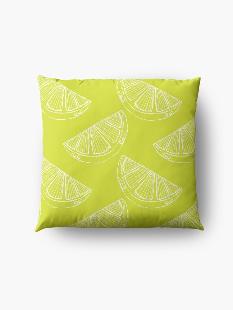 Alternate view of Line Drawing Limes in White and Green Palette Floor Pillow