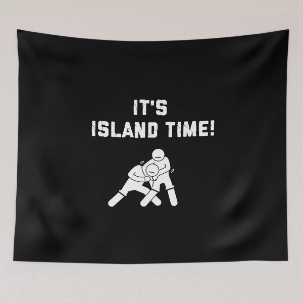 Item preview, "It's Island Time" MMA design with Fight Island reference and two MMA fighters pictograms designed and sold by HermoTees.