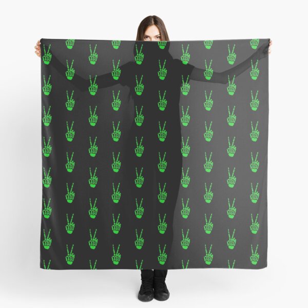 Peace or Die, Green Skeleton Hand Peace Sign Scarf