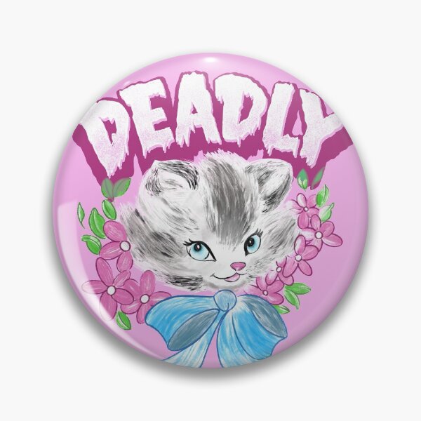 Item preview, Cute but Deadly creepy goth kitten illustration designed and sold by thegoodwordsco.