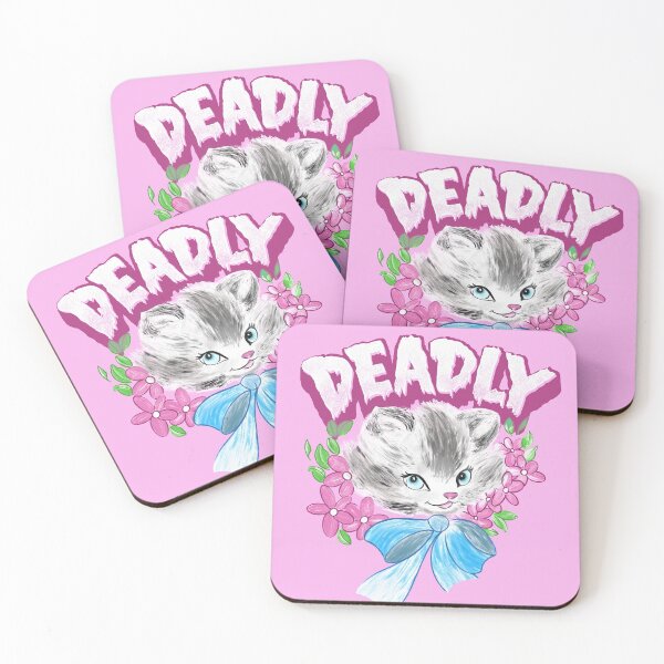 Item preview, Cute but Deadly creepy goth kitten illustration designed and sold by thegoodwordsco.