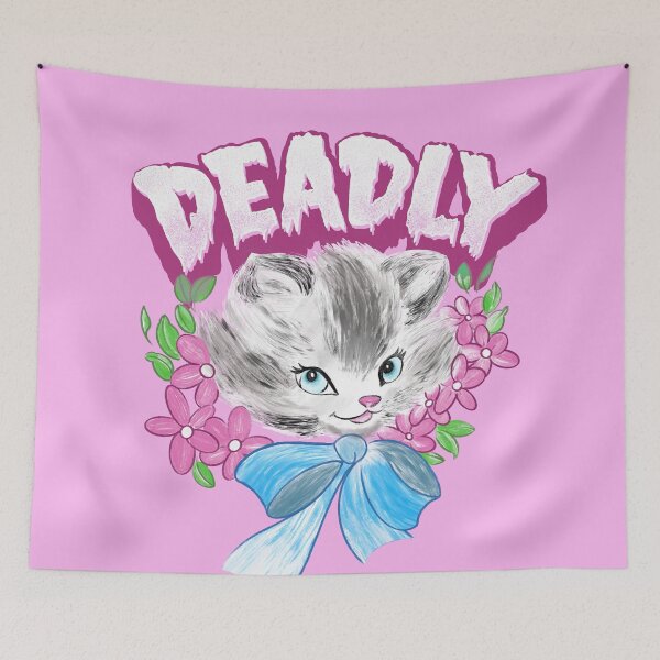 Item preview, Cute but Deadly creepy goth kitten illustration designed and sold by thegoodwordsco.