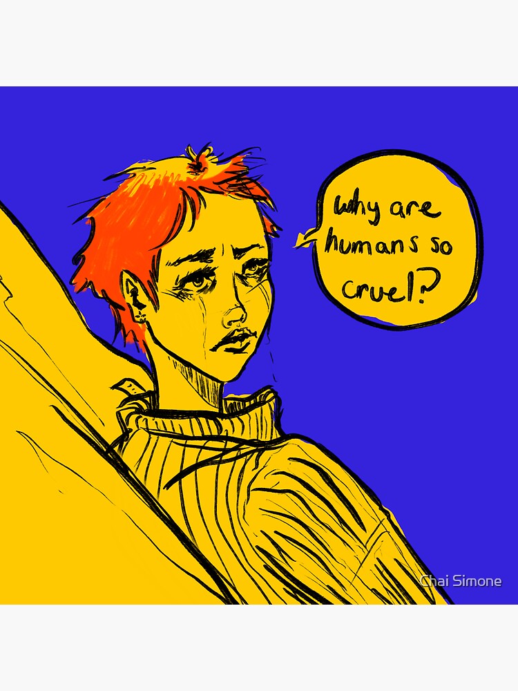 why-are-humans-so-cruel-sticker-for-sale-by-coolcat666-redbubble