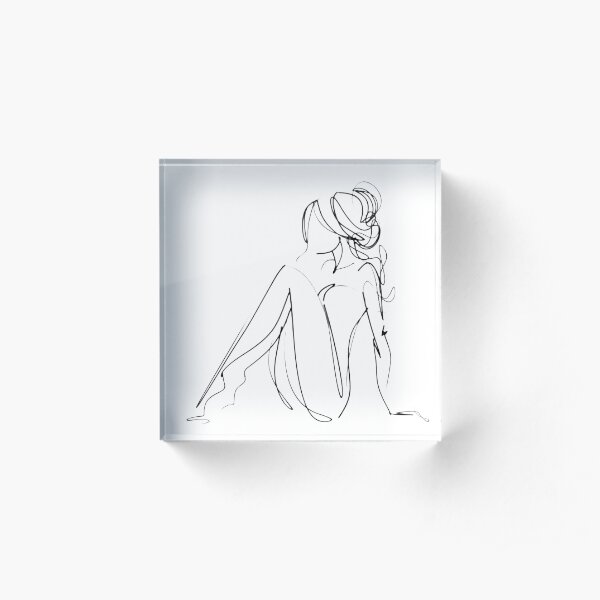 One Line Women Body Art Acrylic Block