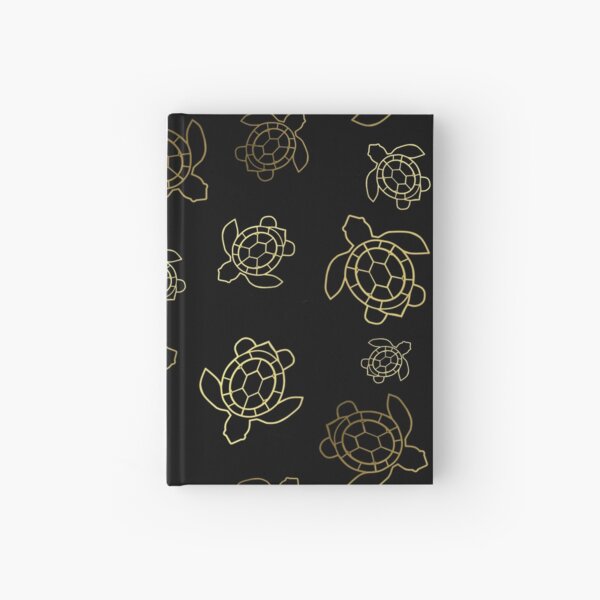 Gold Turtles On Black Hardcover Journal