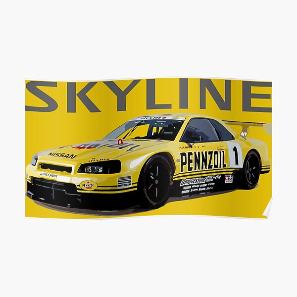 Pennzoil Skyline Gt R Jgtc Race Car Bnr34 Poster For Sale By