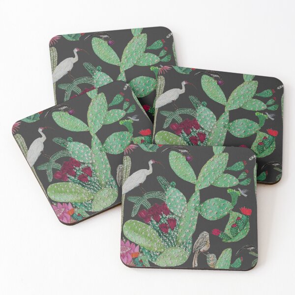 Item preview, cactus and birds with black background designed and sold by maicagonzalez.