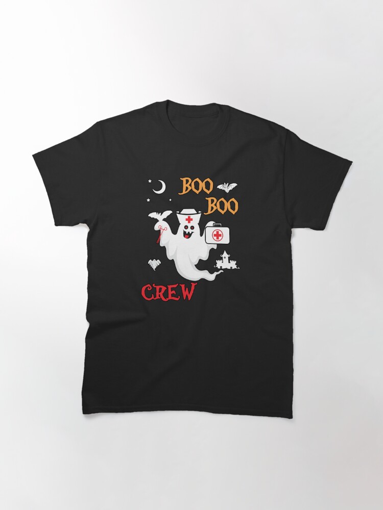Alternate view of Boo Boo Crew ER EMT LPN Spooky Nurse Moonlit Bat. Classic T-Shirt