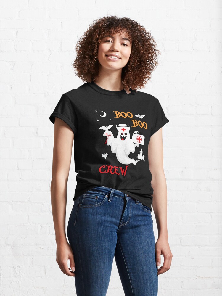 Alternate view of Boo Boo Crew ER EMT LPN Spooky Nurse Moonlit Bat. Classic T-Shirt