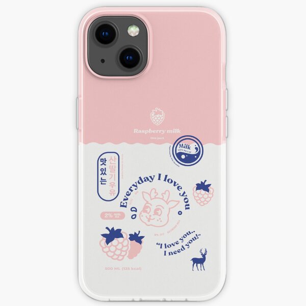 Chaque jour, je t'aime PhoneCase Concept Carton de lait framboise Coque souple iPhone