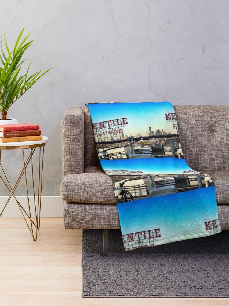 Thumbnail 2 of 6, Throw Blanket, Kentile Floors - Downtown Brooklyn Skyline Photography by OneDayOneImage - Brooklyn Lovers designed and sold by OneDayArt.