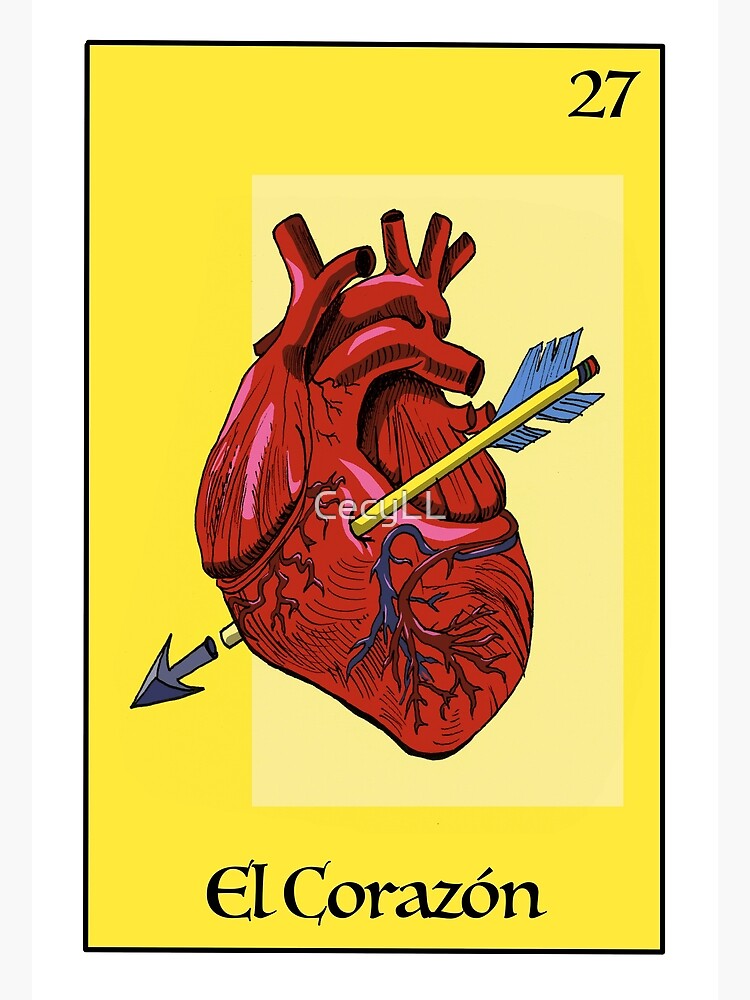 the-heart-mexican-loteria-card-re-designed-metal-print-by-cecyll
