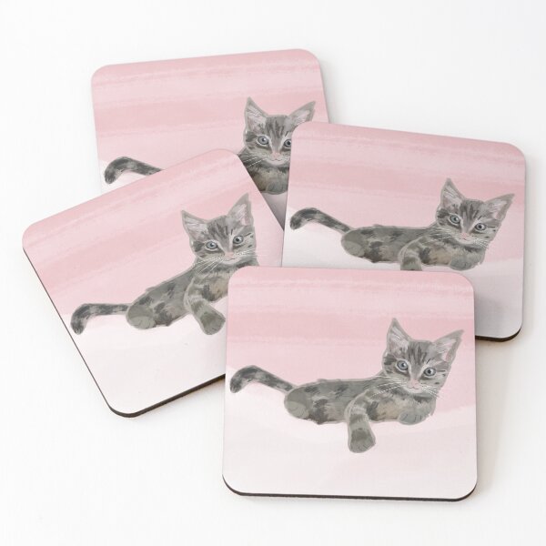 Item preview, Cute Pink Kitten Illustration - Pet Portrait  designed and sold by SarahBrigid.