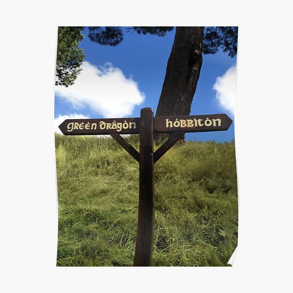 Sign to the Green Dragon and Hobbiton Poster
