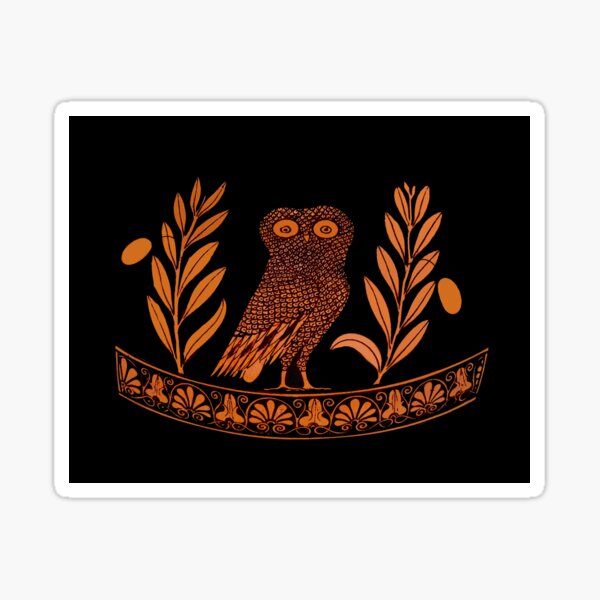 Attic Red-Figure Kalpis Owl Athena Olive Sticker