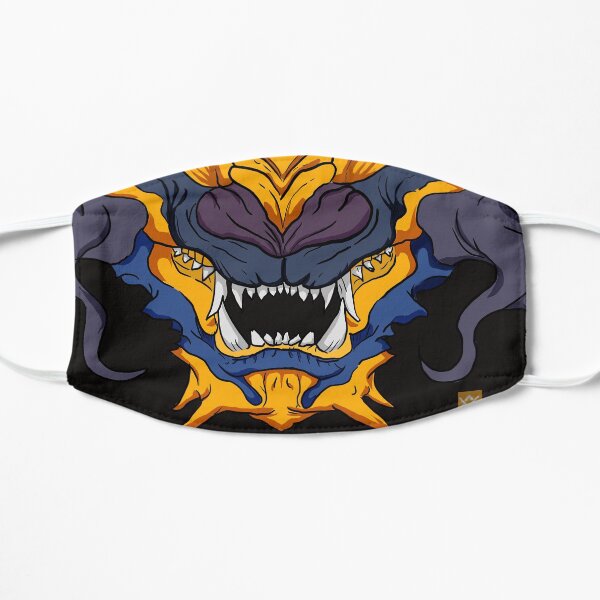 Japanese Folklore Gold Dragon Face Mask Flat Mask