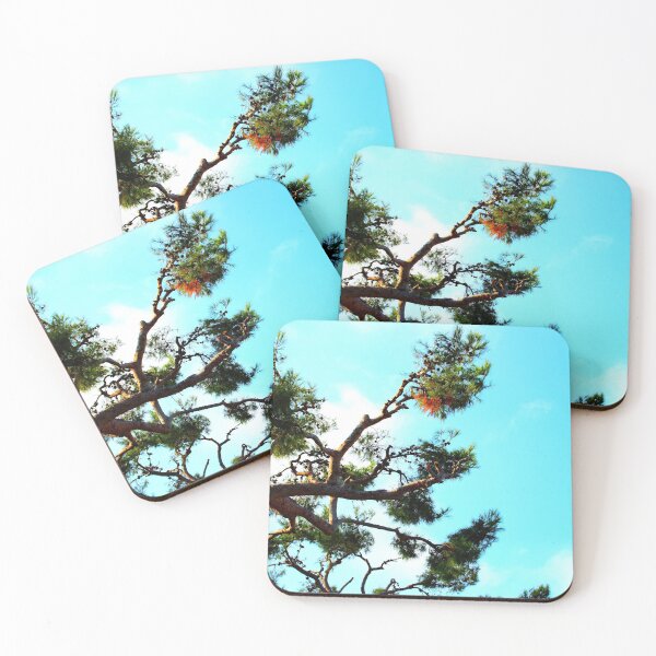 Item preview, Curved sea pine branch with cones and the azure sky in the background designed and sold by Kristina Drozd.