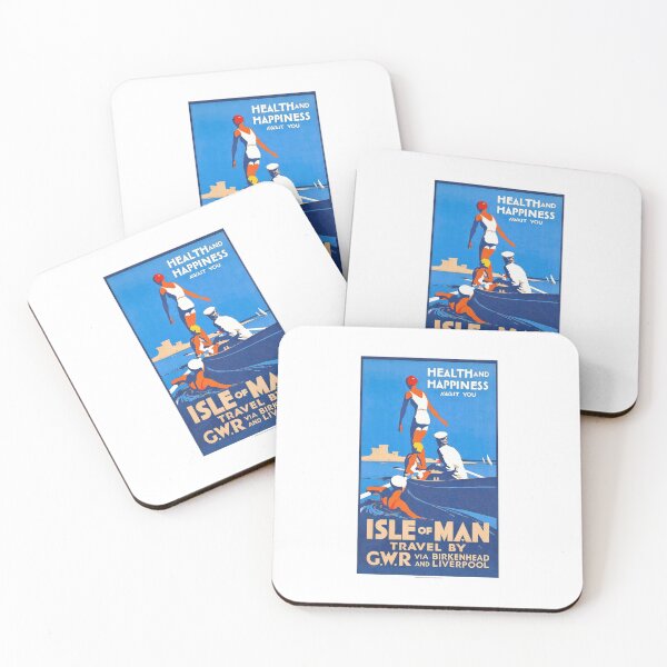 Item preview, 1932 Isle Of Man Health And Happiness Await You Travel Poster designed and sold by retrographics.