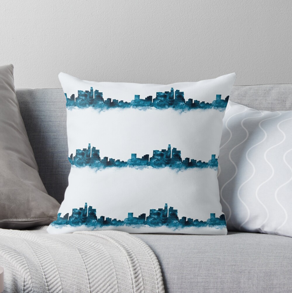 "Los Angeles Skyline" Throw Pillow by MonnPrint Redbubble