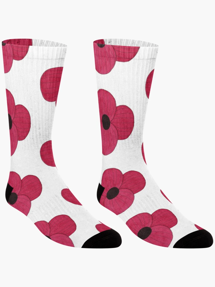Thumbnail 3 of 5, Socks, Red Ink Poppy designed and sold by Sally Cummings.