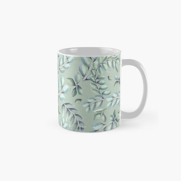 Watercolor leaves light fresh green Classic Mug