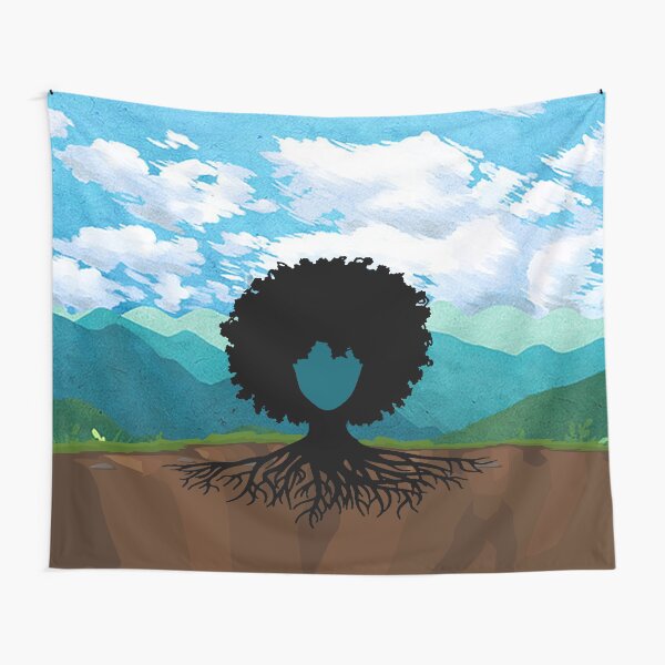 Afro hair tree Tapestry