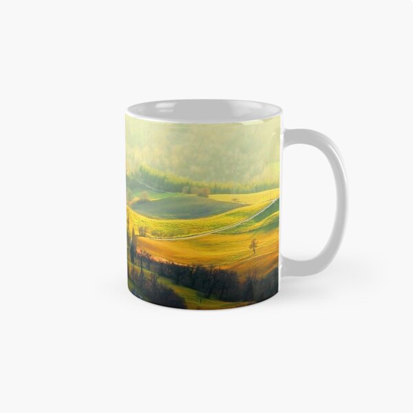 Item preview, View from top on a hilly landscape with forests in the background designed and sold by Kristina Drozd.