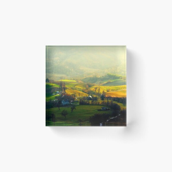 Item preview, View from top on a hilly landscape with forests in the background designed and sold by Kristina Drozd.
