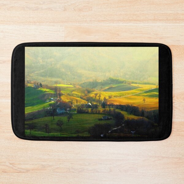 Item preview, View from top on a hilly landscape with forests in the background designed and sold by Kristina Drozd.