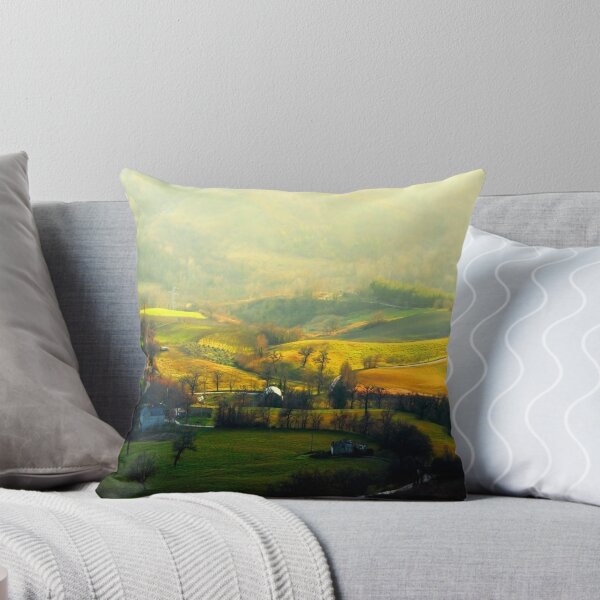 Item preview, View from top on a hilly landscape with forests in the background designed and sold by Kristina Drozd.