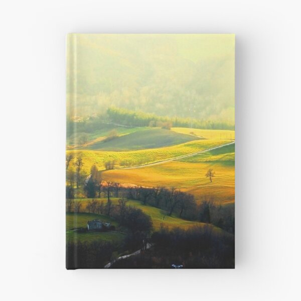 Item preview, View from top on a hilly landscape with forests in the background designed and sold by Kristina Drozd.
