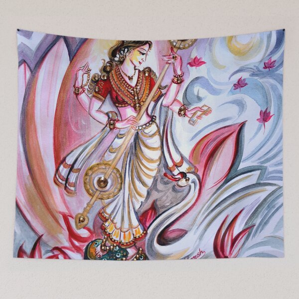 Item preview, Musical Goddess Saraswati - Healing Art designed and sold by Harsh  Malik.